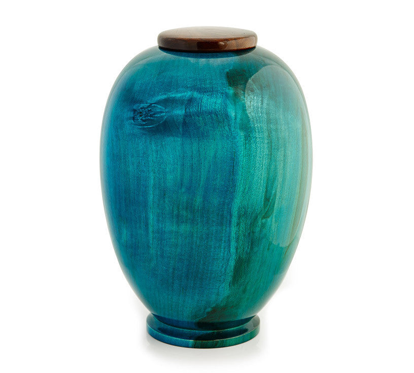 Handmade Turquoise Maple Wood Cremation Urn