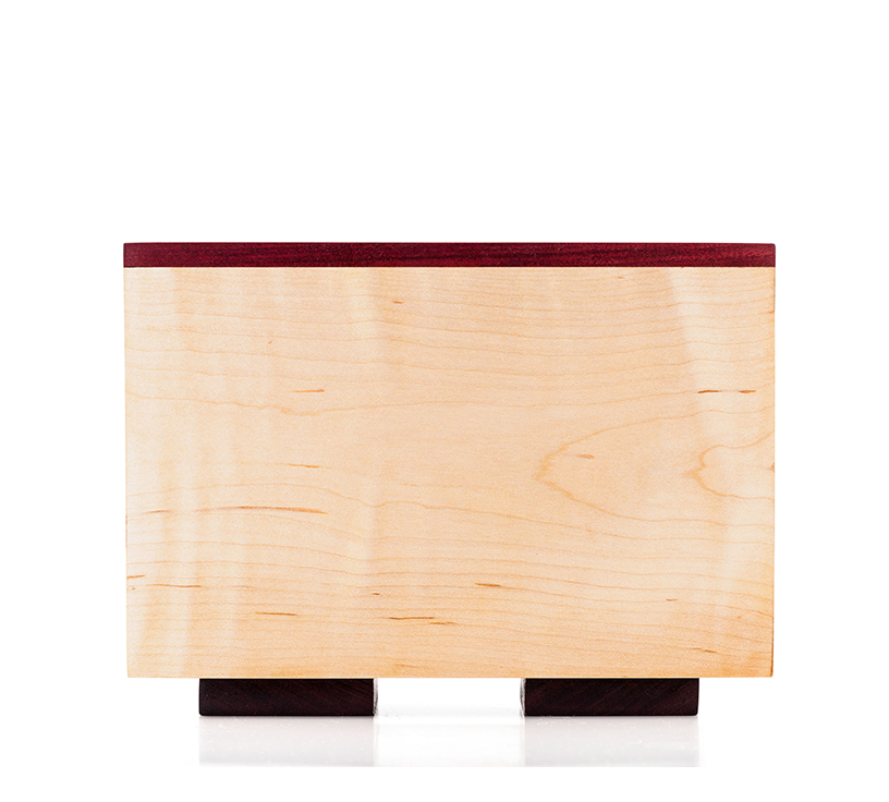 Handmade Contemporary Wood Cremation Urn in Purple Heart and Maple