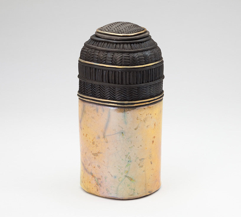 Ceramic Raku Tall-Lidded Pet Urn