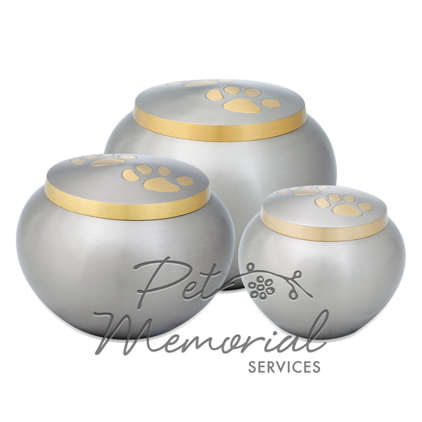 Paw Print Odyssey Urn Pewter & Brass - Large