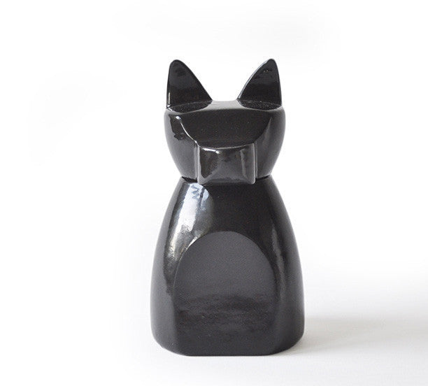Matte Black Ceramic Dog Urn