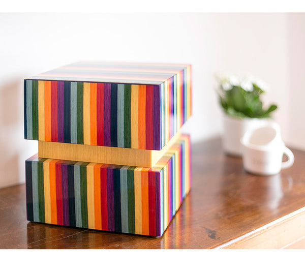 Italian Lacquered Wood Cube Urn in “Joy”