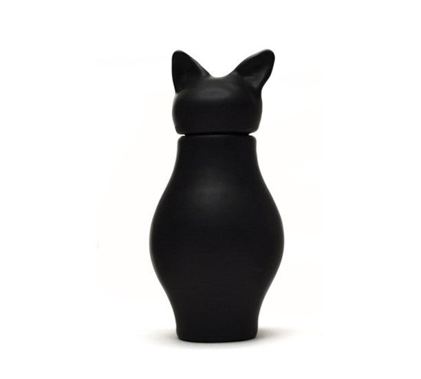 Matte Black Ceramic Cat Urn