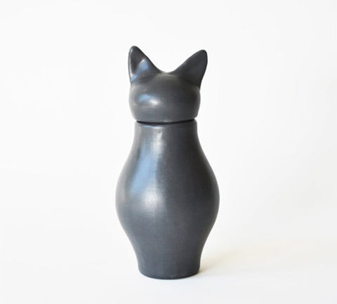 Matte Grey Ceramic Cat Urn