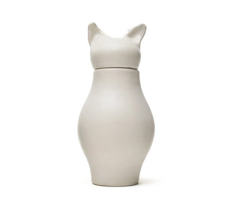 Matte White Ceramic Cat Urn