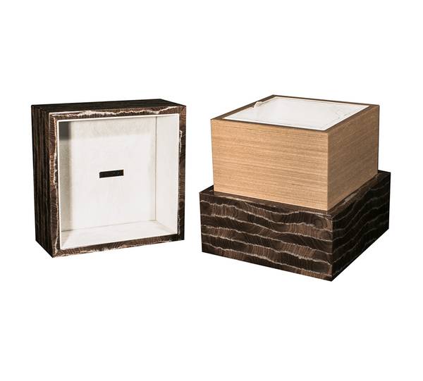 Italian Lacquered Wood Cube Urn in “Moonlight”