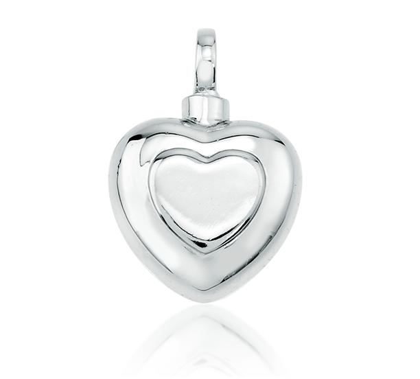 Sterling Silver Double Heart Pendant Jewelry Cremation Urn