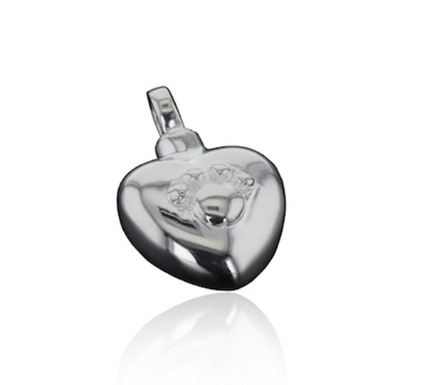 Sterling Silver Paw Heart Pendant Jewelry Cremation Urn